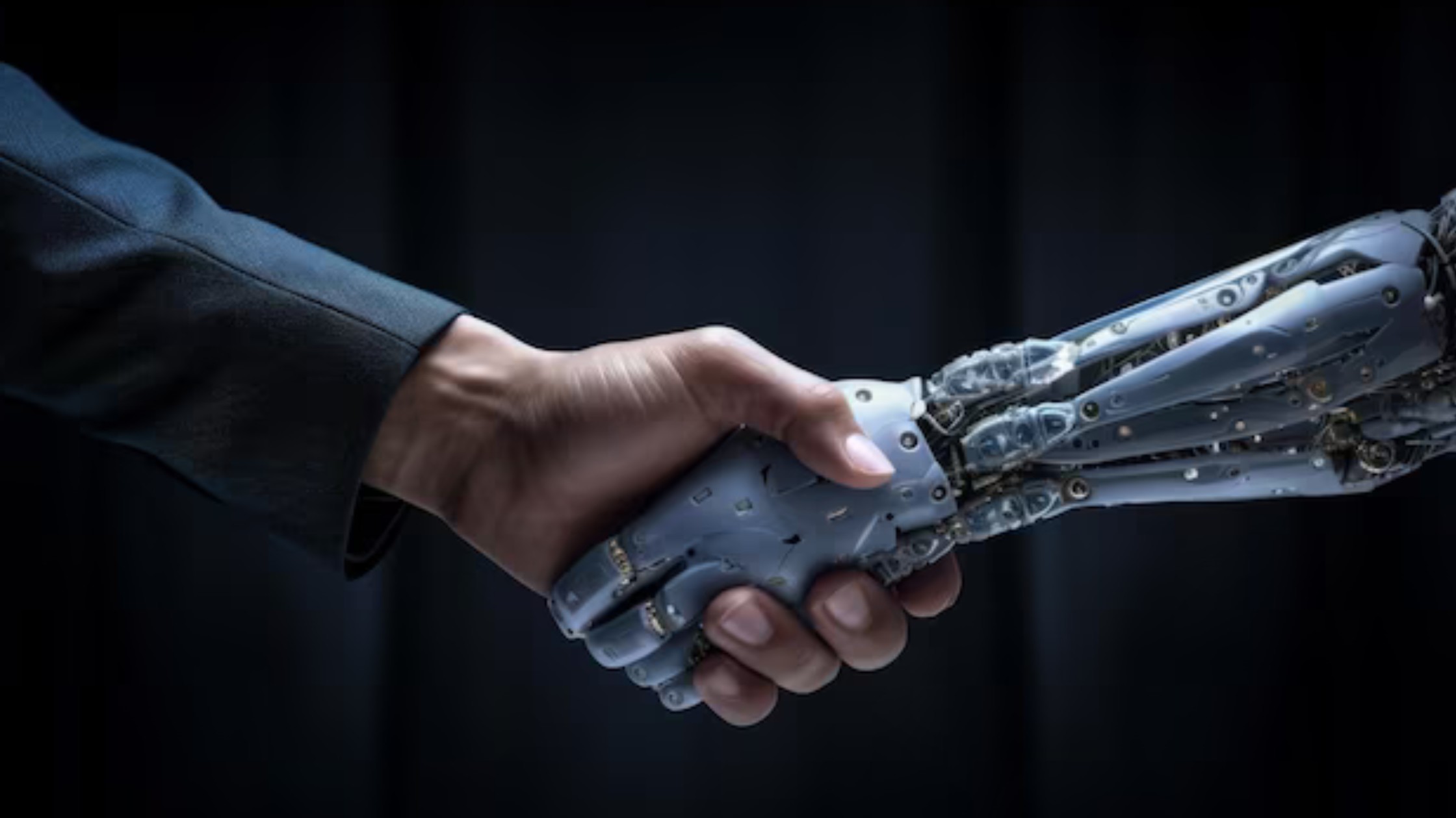 AI and a human giving a handshake
